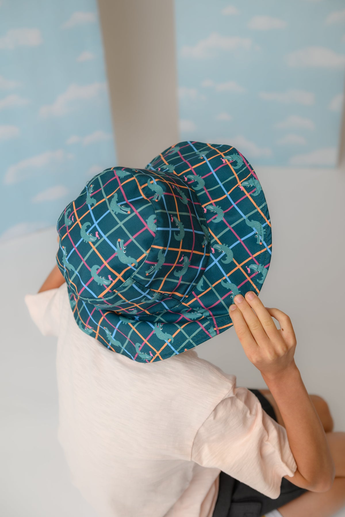 NEW! FJKxZOO - Baby/Kids Reversible Patterned Sun Hat - Space Monkey | Alligator