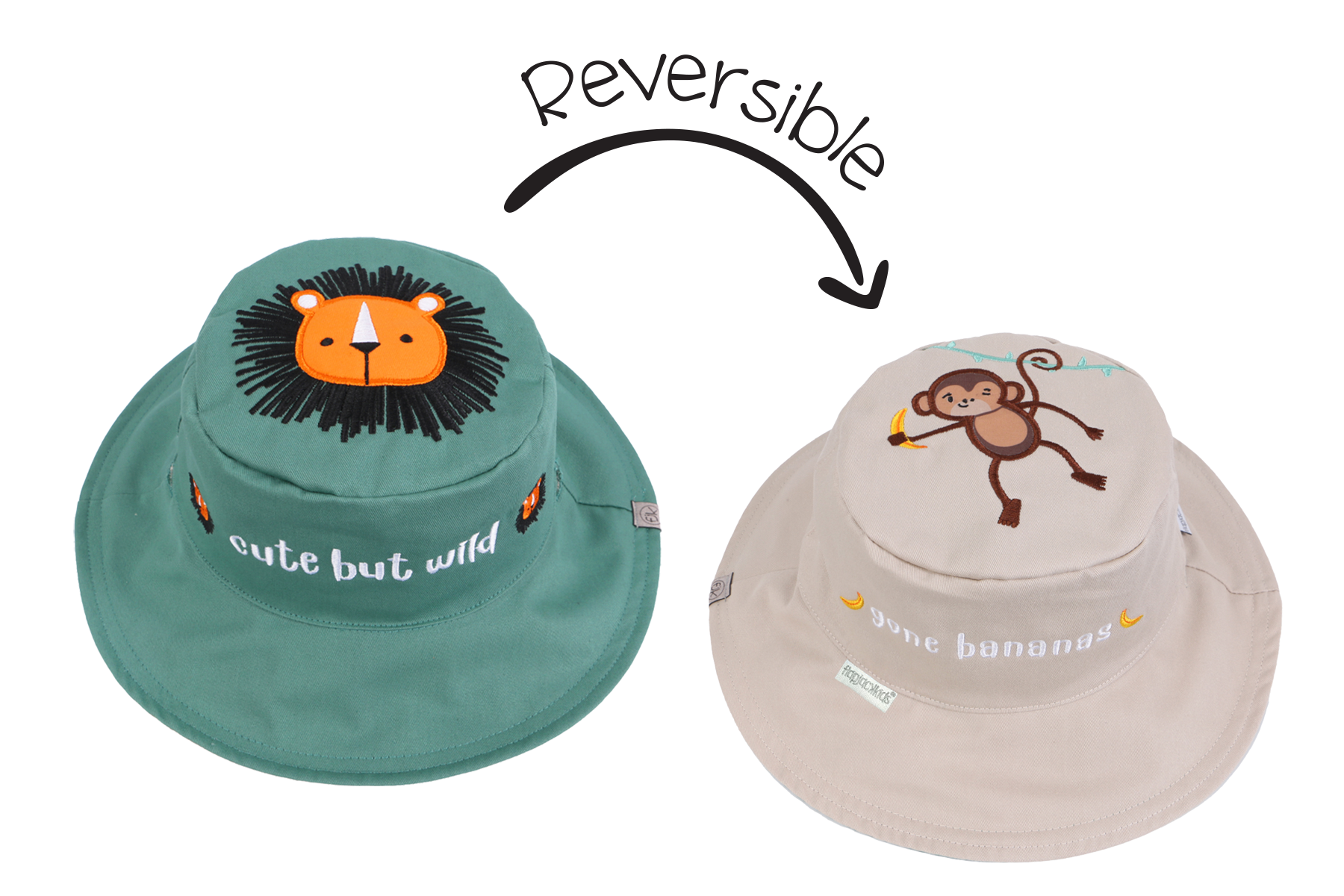 Baby Kids Reversible Sun Hat Lion Monkey