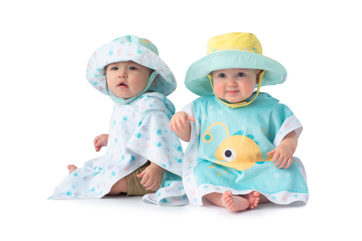 Baby/Kids Reversible Patterned Sun Hat - Fish | Jellyfish