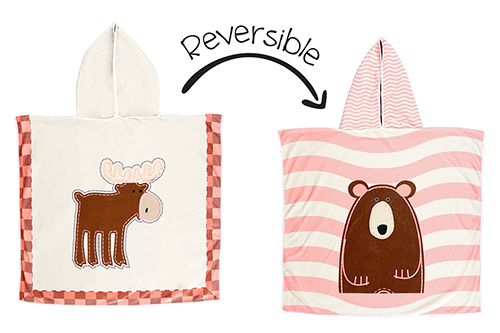 Toddler/Kids Reversible Cover Up - Pink Moose | Brown Bear