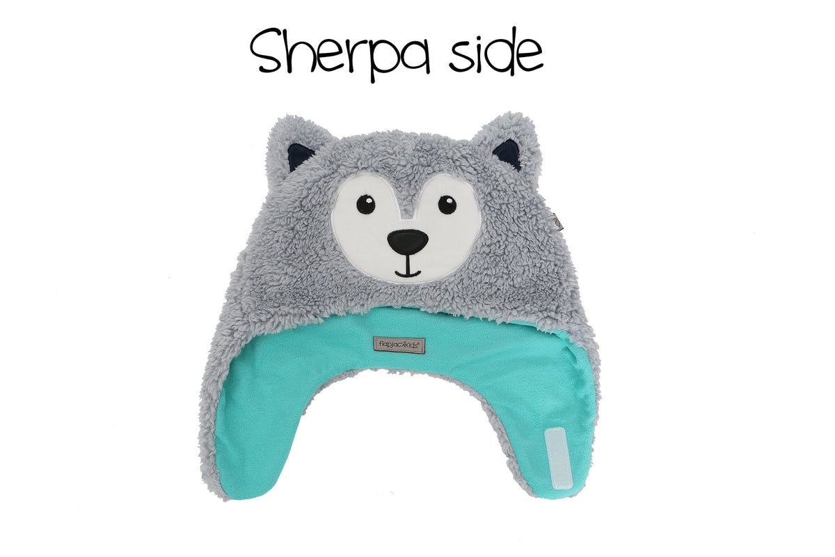 Baby/Kids Reversible Sherpa Hat - Wolf | Ski Goggles