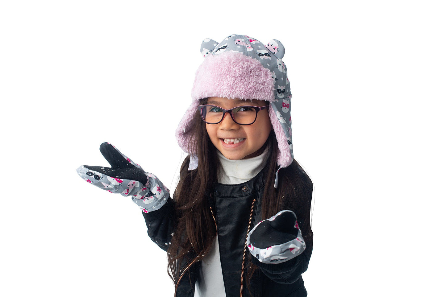Baby/Kids Water Repellent Ski Mittens - Cat (Grey)