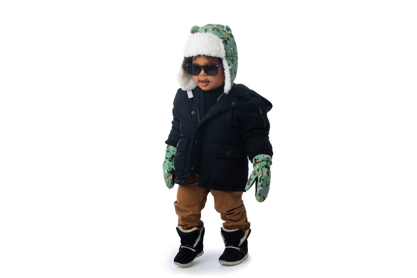 Baby/Kids Water Repellent Ski Mittens - Black Bear