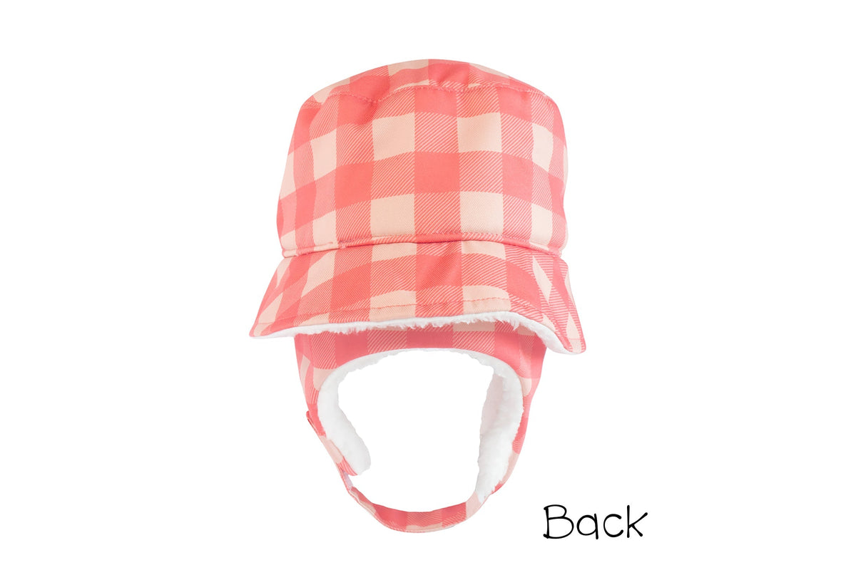 Toddler/Kids Winter Bucket Hat - Pink Buffalo Check