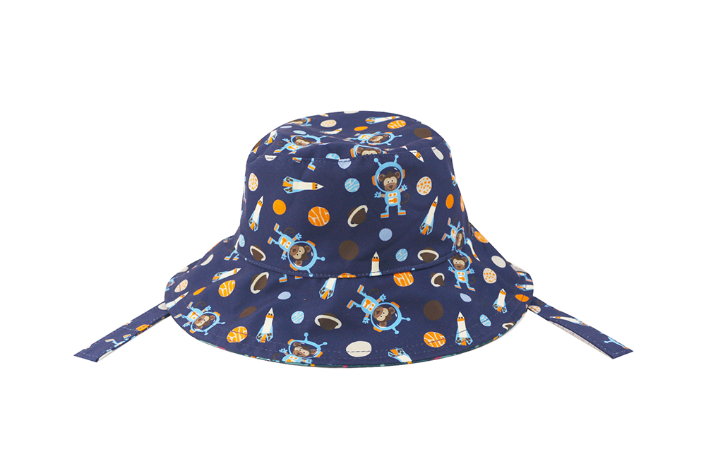 **2026 PRE-ORDER** FJKxZOO Baby/Kids Reversible Patterned Sun Hat - Space Monkey | Alligator