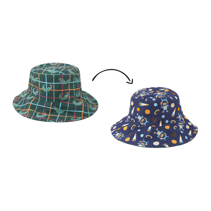 **2026 PRE-ORDER** FJKxZOO Baby/Kids Reversible Patterned Sun Hat - Space Monkey | Alligator