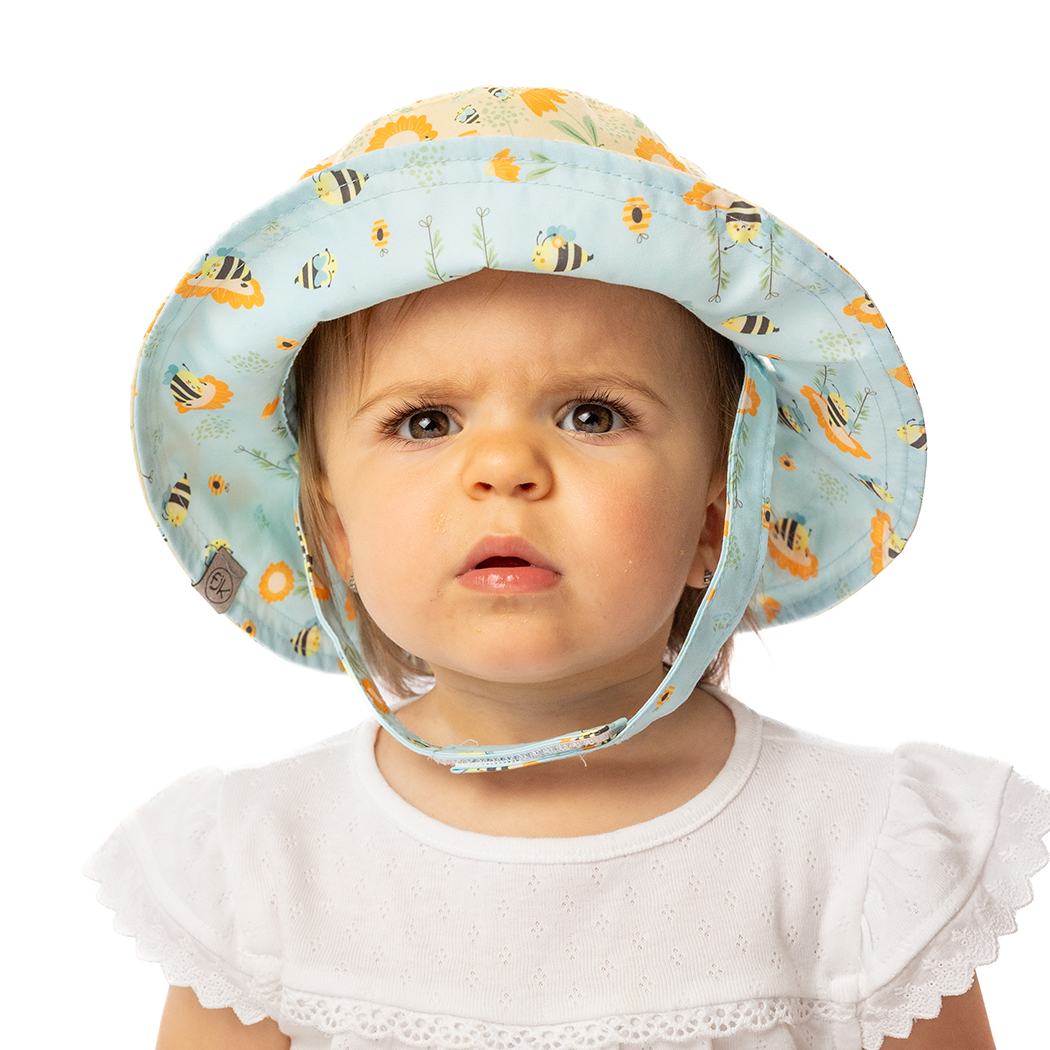 Baby/Kids Reversible Patterned Sun Hat - Bees **PRE-ORDER: Order will ship in full early Mar '25**