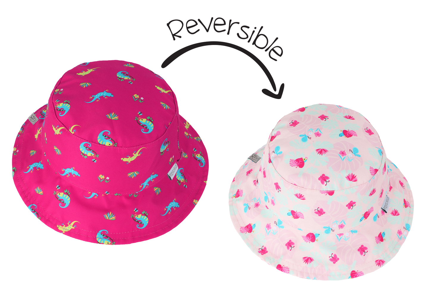 Baby/Kids Reversible Patterned Sun Hat - Pink Chameleon | Tropical