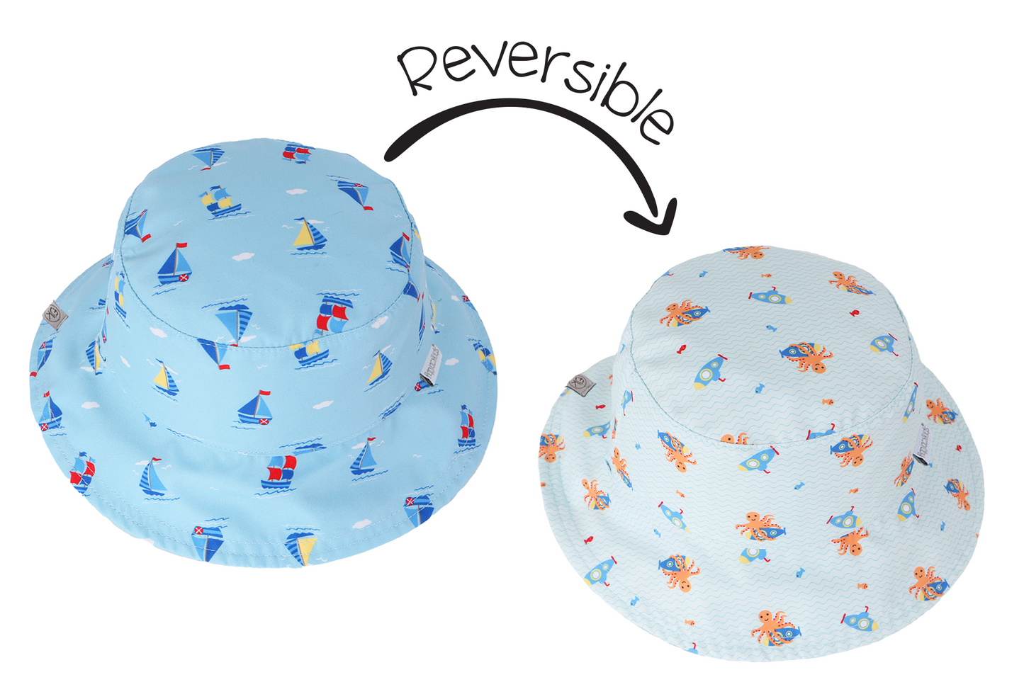 Baby/Kids Reversible Patterned Sun Hat - Sailboat | Submarine