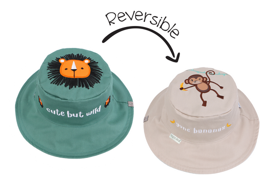 Baby/Kids Reversible Sun Hat - Lion | Monkey