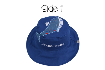 Baby/Kids Reversible Sun Hat - Blue Whale | Octopus