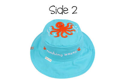 Baby/Kids Reversible Sun Hat - Blue Whale | Octopus