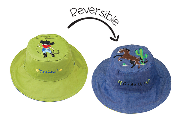 Baby/Kids Reversible Sun Hat - Cowboy | Horse