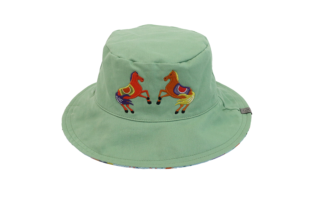 Baby/Kids Reversible Mixed Sun Hat - Horses