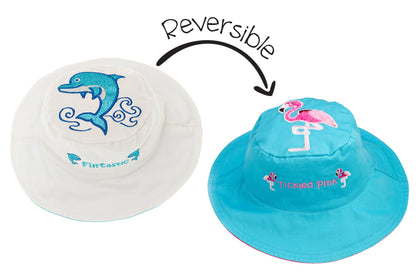 Baby/Kids Reversible Sun Hat - Dolphin | Flamingo