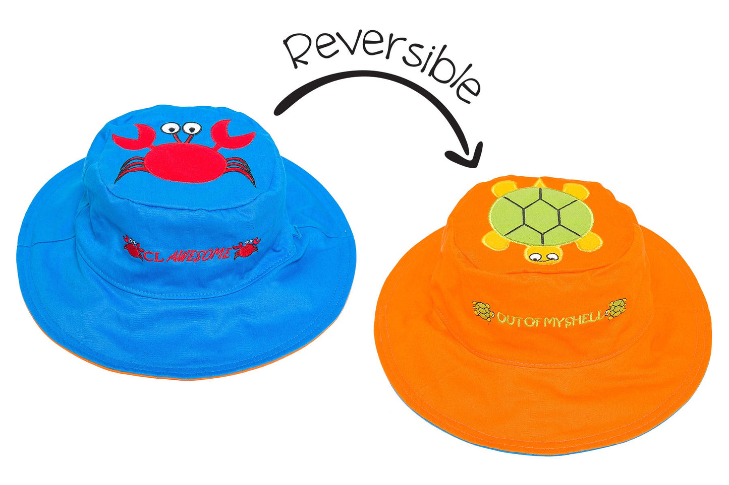 Baby/Kids Reversible Sun Hat - Crab | Turtle