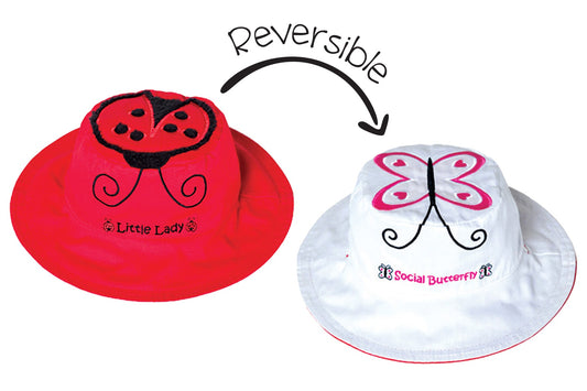 Baby/Kids Reversible Sun Hat - Ladybug | Butterfly