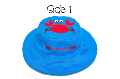 Baby/Kids Reversible Sun Hat - Crab | Turtle