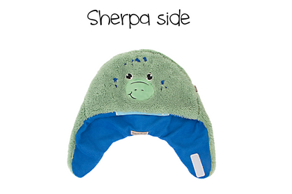 Baby/Kids Reversible Sherpa Hat - Dino Green