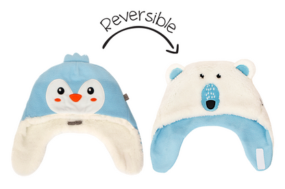 Baby/Kids Reversible Sherpa Hat - Penguin/Polar Bear