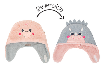 Baby/Kids Reversible Sherpa Hat - Dino Pink