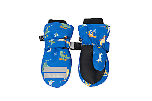 Baby/Kids Water Repellent Ski Mittens - Dino on Ice