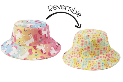 NEW! FJKxZOO - Baby/Kids Reversible Patterned Sun Hat - Unicorn | Giraffe