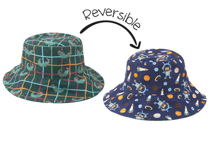 NEW! FJKxZOO - Baby/Kids Reversible Patterned Sun Hat - Space Monkey | Alligator