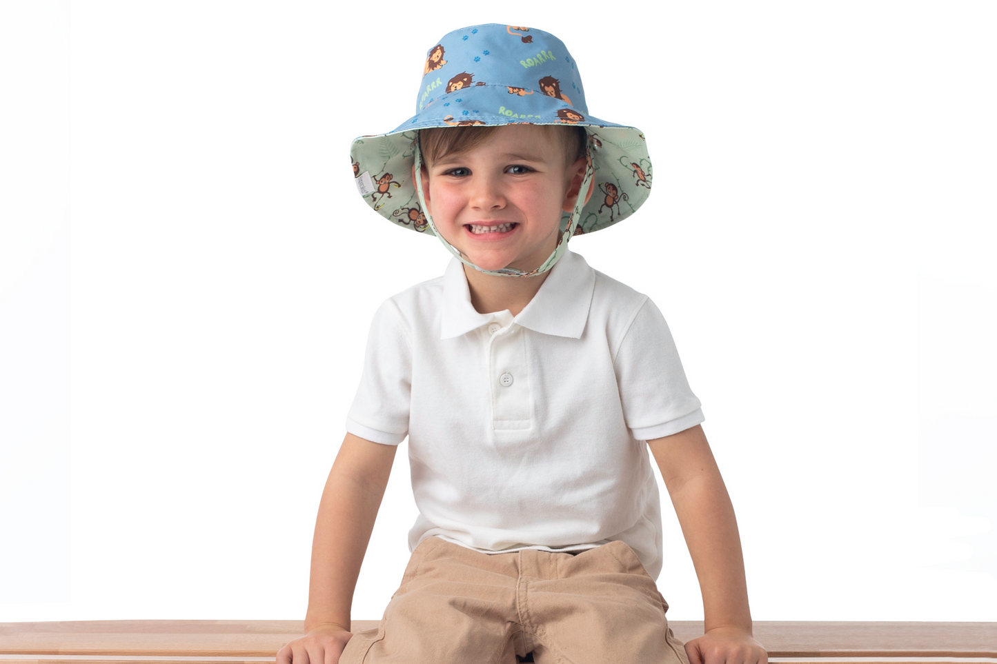 Baby/Kids Reversible Patterned Sun Hat - Lion | Monkey