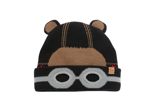 Toddler/Kids Knitted Beanie - Black Bear