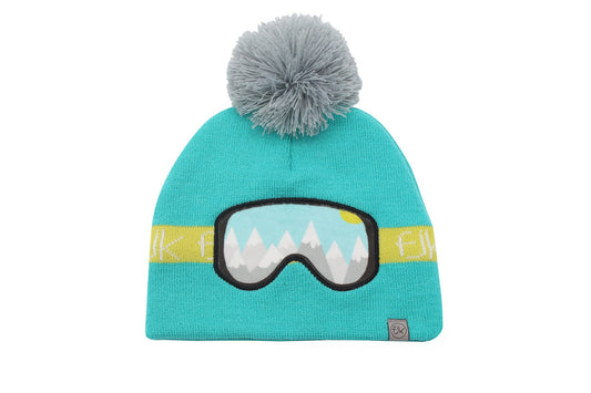 Toddler/Kids Knitted Beanie - Ski Goggles - Turquoise