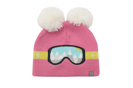 Toddler/Kids Knitted Beanie - Ski Goggles - Pink