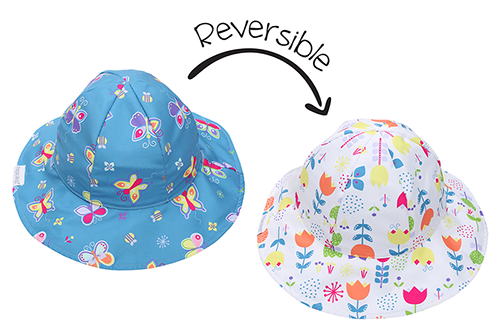 Baby/Kids Reversible Patterned Sun Hat - Butterfly | Floral ...