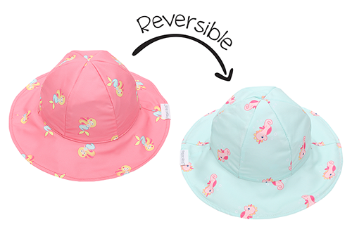 Baby/Kids Reversible Patterned Sun Hat - Mermaid | Seahorse