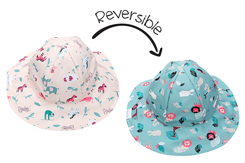 Baby/Kids Reversible Patterned Sun Hat - Pink Zoo