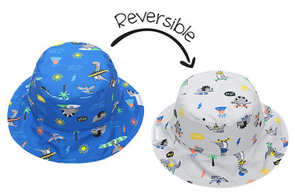 Baby/Kids Reversible Patterned Sun Hat - Dino