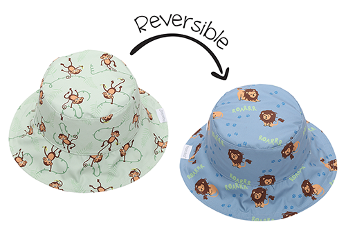 Baby/Kids Reversible Patterned Sun Hat - Lion | Monkey