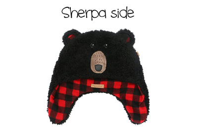 Baby/Kids Reversible Sherpa Hat - Black Bear | Aviator