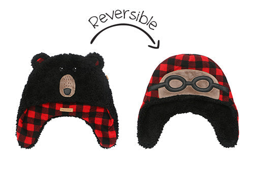 Baby/Kids Reversible Sherpa Hat - Black Bear | Aviator