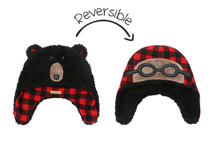 Baby/Kids Reversible Sherpa Hat - Black Bear | Aviator