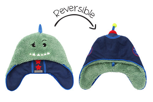 Baby/Kids Reversible Sherpa Hat - Dinosaur | Astronaut