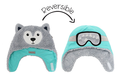 Baby/Kids Reversible Sherpa Hat - Wolf | Ski Goggles