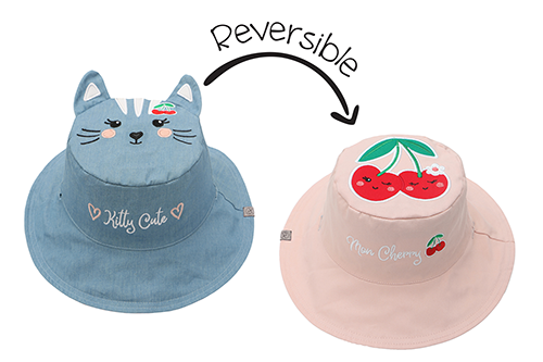Baby/Kids Reversible Sun Hat - Cat | Cherry