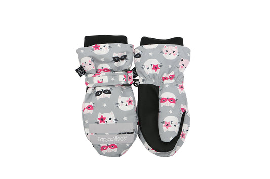 Baby/Kids Water Repellent Ski Mittens - Cat (Grey)