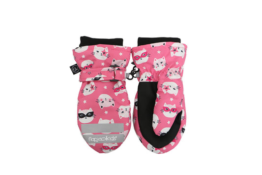 Baby/Kids Water Repellent Ski Mittens - Cat (Pink)