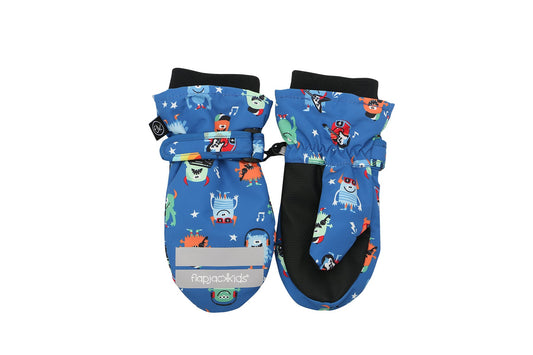 Baby/Kids Water Repellent Ski Mittens - Monsters (Blue)