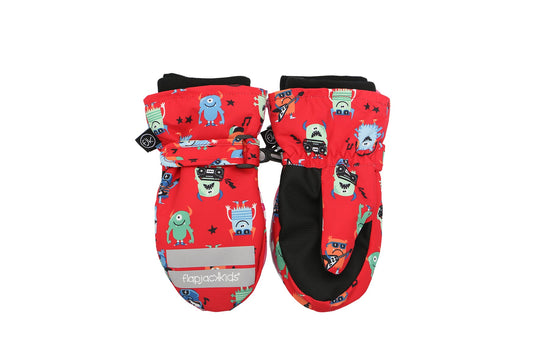 Baby/Kids Water Repellent Ski Mittens - Monsters (Red)