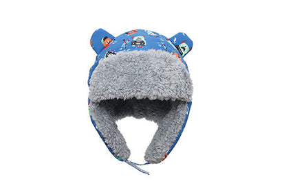 Baby/Kids Water Repellent Trapper Hat - Monsters (Blue)
