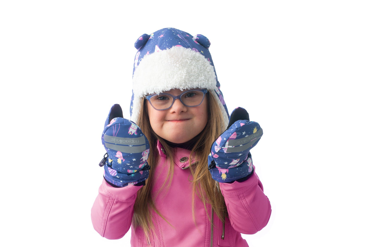 Baby/Kids Water Repellent Ski Mittens - Unicorn (Indigo)