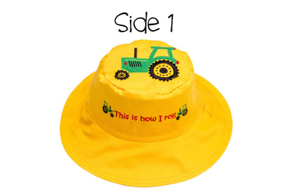 Baby/Kids Reversible Sun Hat - Tractor | Dog
